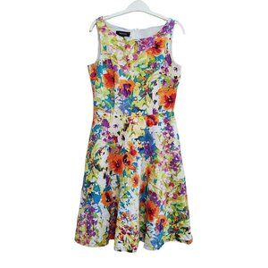 Jones & Co. Women's Sleeveless Dress Size 8 Multicolored  Floral Lined Back Zip